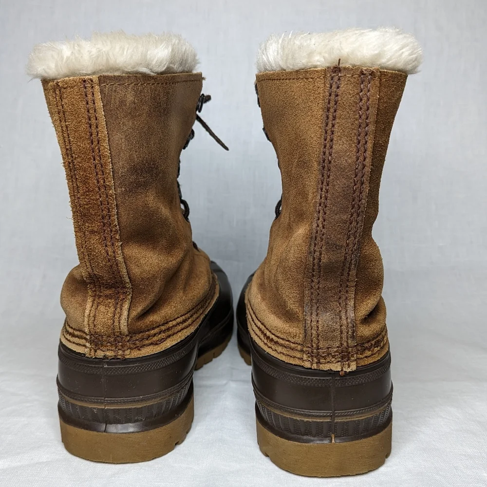 Sorel Men's 9 Caribou Kaufman Waterproof Winter Boots Wool Lined Leather